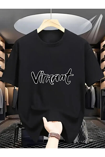 NOURAM تي شيرت رجالي كاجوال أسود وأبيض بطباعة VIRANT، مناسب للارتداء اليومي و...