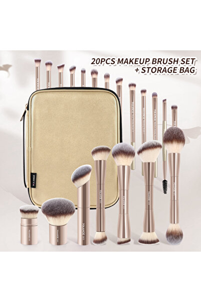 Choice3 Light Gold MAANGE Pro Makeup Brush Kit 20pcs Brushes with Storage Bag...