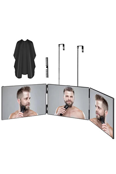 Choice6 Black-Cape-Comb Travel Portable 360° Trifold Vanity Makeup Mirror wit...