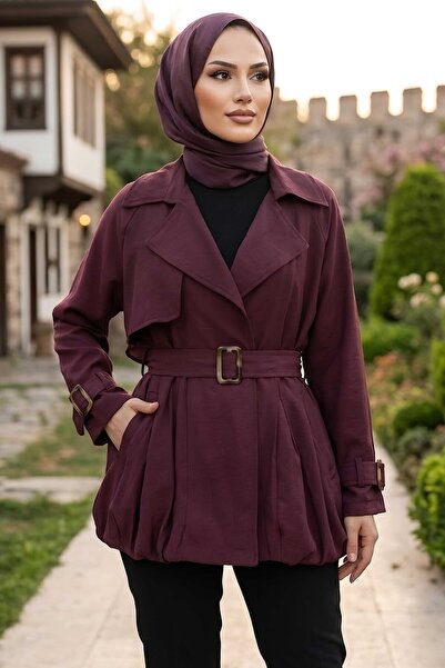 TOFİSA Kemerli Trençkot Bordo - 28549-BORDO