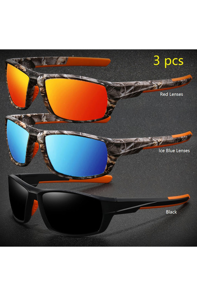 choice2 Red-IceBlue-Black 3PCS Fashion Camouflage Frame Vintage Fishing Cycli...