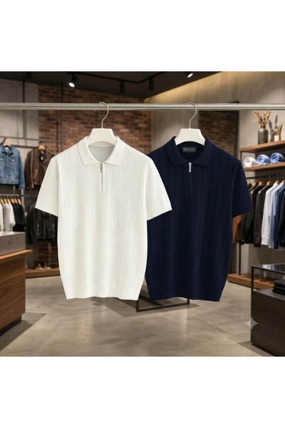 zs zaos fashion Πλεονεκτικό σετ 2 τεμαχίων ανδρικό βασικό πλεκτό μπλουζάκι απ...