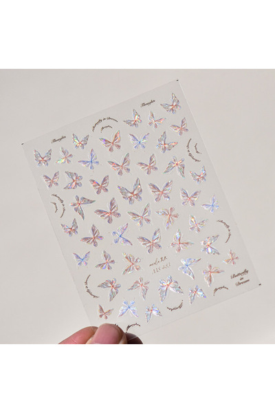 Choice 1pcs Shiny Butterfly Nail Parts Sticker 5D Shell Light Nail Art Sticke...