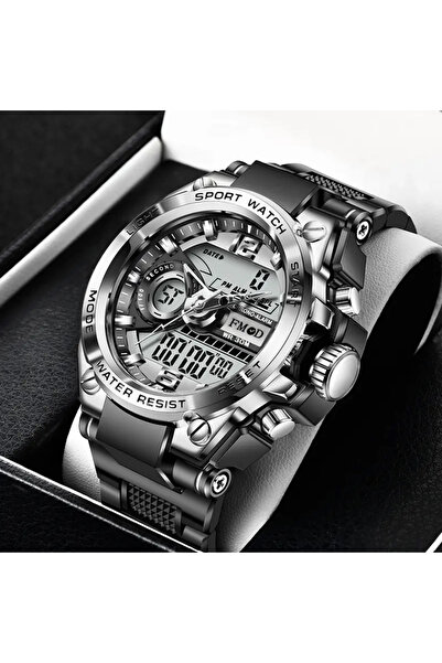 choice2 Silver Fashionable digital men's watch, trendy outdoor sports electro...