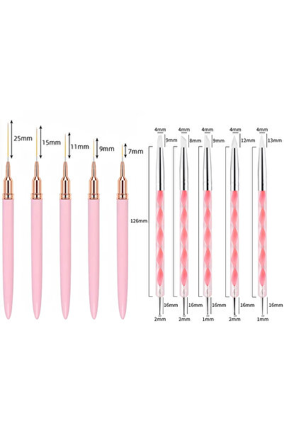 Choice DUTRIEUX Pink 10Pcs Nail Liner Brush Set UV Gel Nail Brushes Kits Sili...