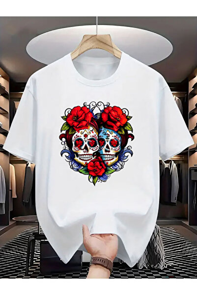 NOURAM Men's Edgy Gothic Print T-Shirt Round Neck Short Sleeve Tee Suitable S...