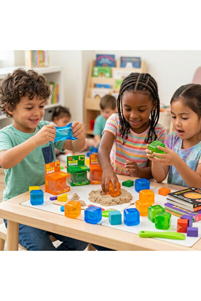 Twisoo Pack of 3 Cube Squeeze Ball Stress Relief Toy Squishy Sensory Fidget Gel Cubes Soft Stretchy Squeeze Toy for Kids and Adults Anxiety Relief Desk Toy Red Blue Green Orange Mix Colors
