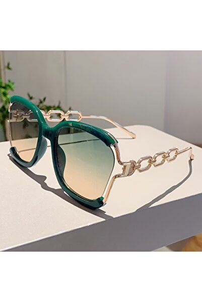 Choice Green New Chic Square Fashion Glasses, Gradient Lens, Detachable Faux ...