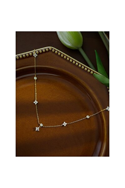 Choice1 Gold-color Chic zircon four-leaf clover necklace for women, a minimal...