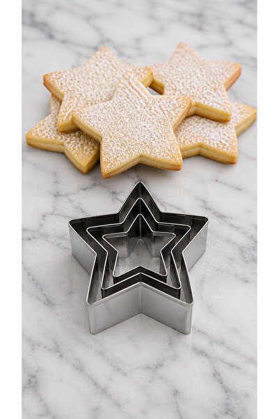 Destpak 3-Piece Cookie Cutter (Star Model) - Stainless Steel Cookie Mold - Su...