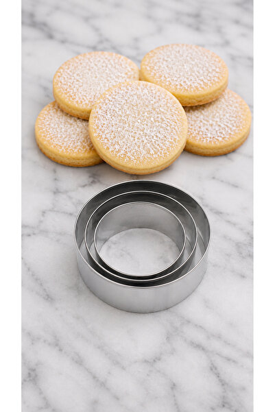 Destpak 3-Piece Cookie Cutter (Round Model) - Stainless Steel Cookie Mold - S...