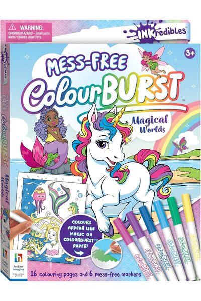 Usborne Carte de colorat fara murdarie carioci Colour Burst: Lumi Magice