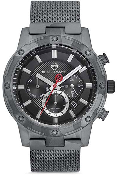 Sergio Tacchini Men's Round Dial - Smoke/Black Steel Case, Mesh Cord Wrist Wa...