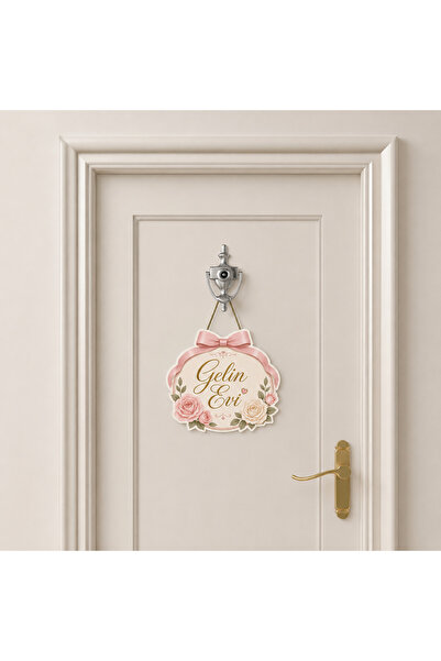 GRAFİLLİ DESİGN Bride's Room Door Decoration with Pink Ribbon and Flowers, Br...