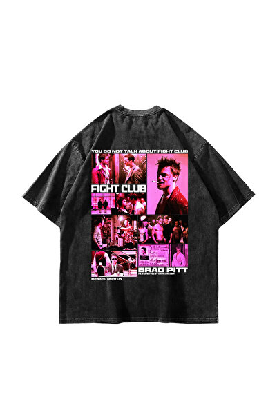 Sekizbiraltı Washable Black Fight Club Oversize Printed Unisex T-Shirt
