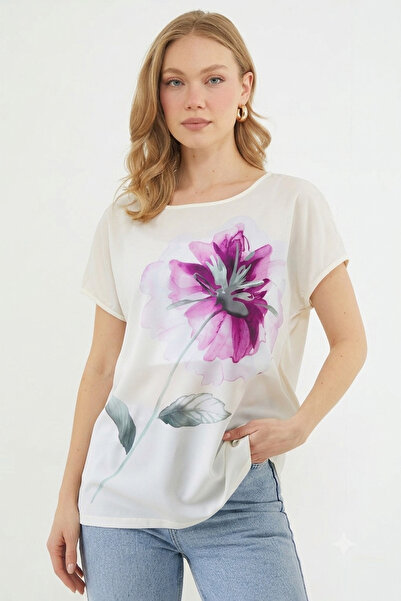 Fulla Moda Floral Printed Crew Neck Casual T-Shirt