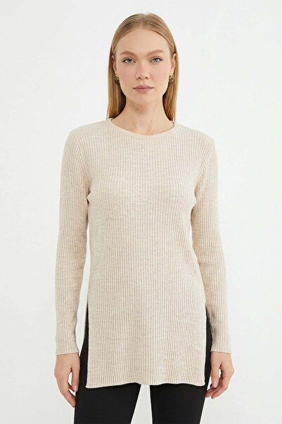 Fulla Moda Corded Crew Neck Knitwear Sweater