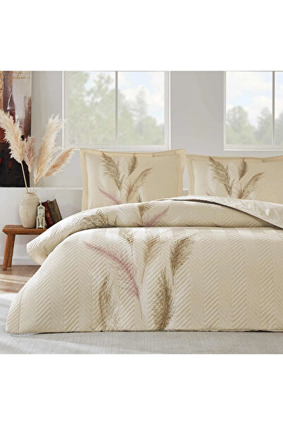 Özdilek Miscanthus Cream Double Quilted Duvet Cover Set Four Seasons Set