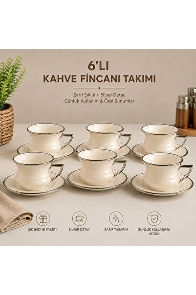 Genel Markalar 6lı porselen türk kahvesi fincan seti