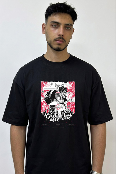 Anetos Death Note_24 Design Printed Oversize Black T-Shirt