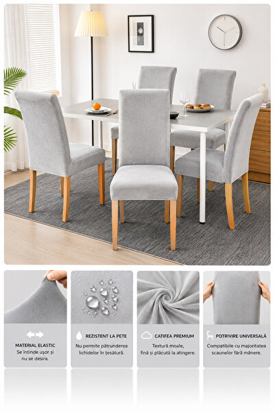 delfin HomeRoy Huse Catifea pentru Scaune – Set 6 Bucăți