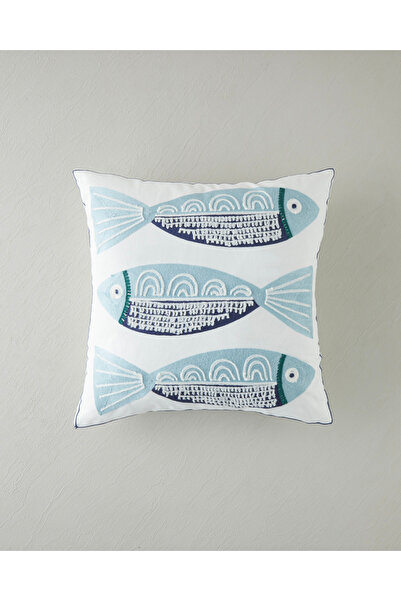 English Home Marlin Kırlent Kılıfı 45x45 cm Mavi-Bej