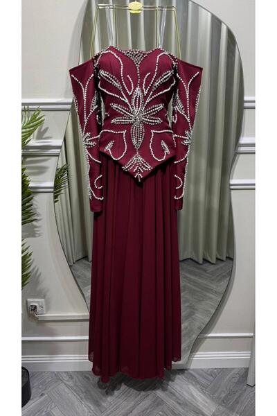 Mar style Luxury Pearl Beaded Evening Dress with Heavy Embroidery