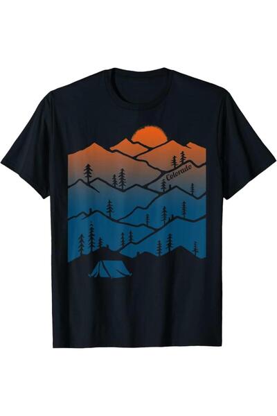 NOURAM Men'S Colorado Sunset Retro Graphic Tee - Black Vintage Shirt Featurin...