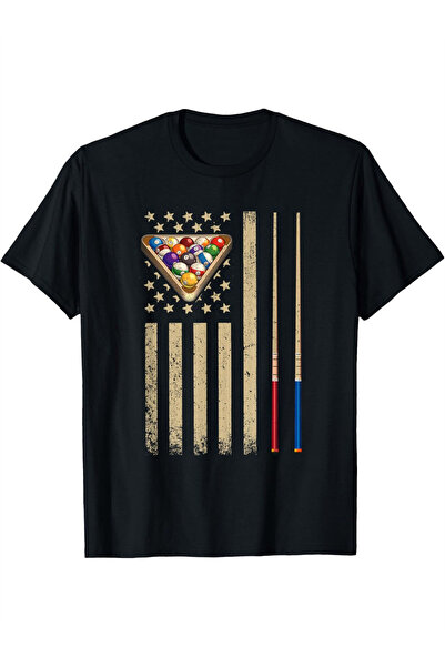 LİNA06 Men'S Retro Billiards T-Shirt Featuring The American Flag, Designed fo...