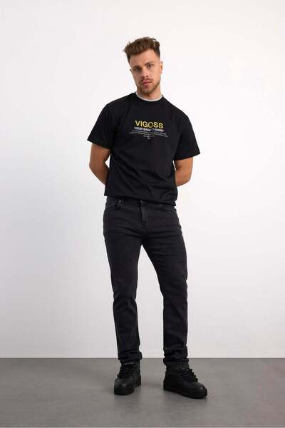 Vigoss Jeans 71991F-73599 بنطلون جينز رجالي مستقيم بخصر متوسط 71991F-73599