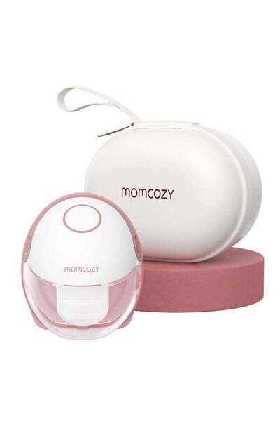 Momcozy مضخة ثدي M6 محمولة بدون استخدام اليدين، أحادية الاستخدام، باللون الأح...