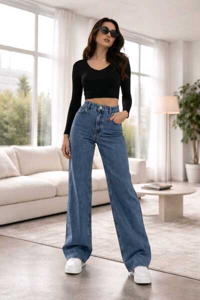 Lighter Jeans Γυναικείο παντελόνι Ahest Orta Snow Lycra με φαρδιά μπατζάκια, ...