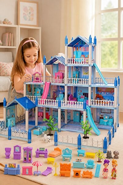 Generic 298 Piece Abs Diy Dollhouse Princess Castle Role Play Furniture 4 Sto...