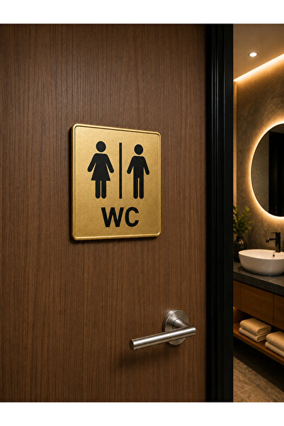 ADALI DİJİTAL BASKI WC Kapı Tabelası – Bay/ Ortak Kullanım Gold