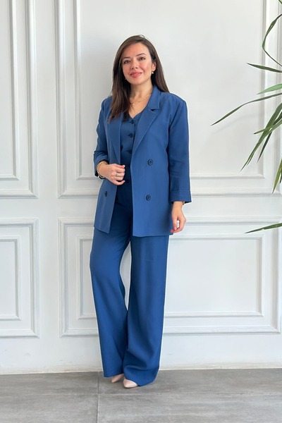 yb yağmur butik Jachetă tip blazer cu mâneci trei sferturi și detalii cu nast...