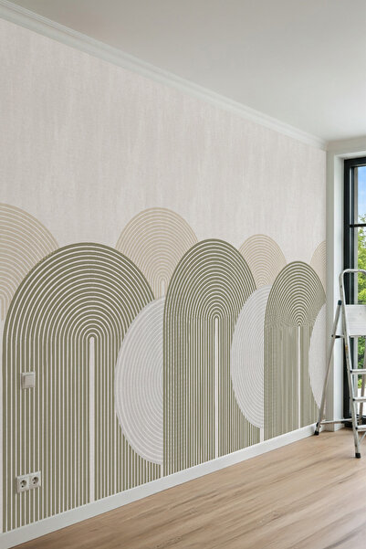 dreamwall Geometrik Gökkuşağı Desenli Tek Parça Tekstil Duvar Kağıdı