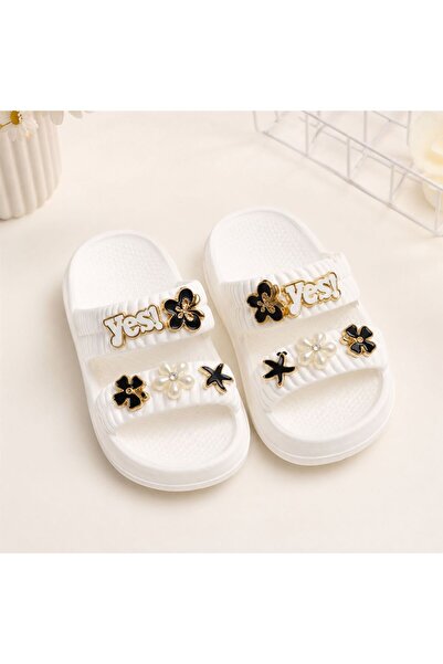 DİAMOND OUTLET Girl's Eva Slippers with Flower Accessories, Lightweight, Non-...