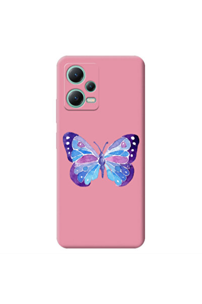 Other Xiaomi Redmi Note 12 Pro 5G Big Butterfly Pink Colored Silicone TPU Θήκη