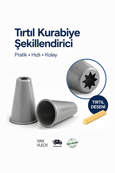 VAN VLECK Tırtıl Kurabiye Duyu – Tırtıklı Kurabiye Şekillendirme Ucu, Krema v...