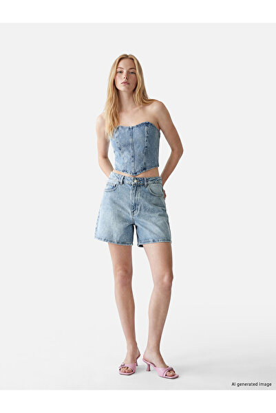 LC Waikiki Vizyon New Season Stoned Women's Jean Shorts