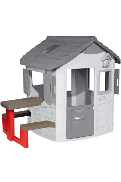 Smoby Masa de picnic cu doua banci pentru casuta Smoby, Plastic, Rosu/Maro