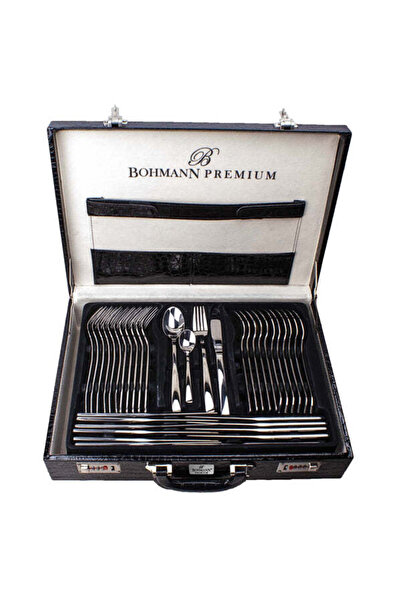 Bohmann Set tacamuri 72 piese din inox PREMIUM servieta din piele, ideal 12 p...