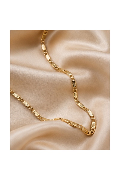 Kase Jewelry 14K Altın Kaplama, Paslanmaz Çelik, Desenli Zincir Kolye