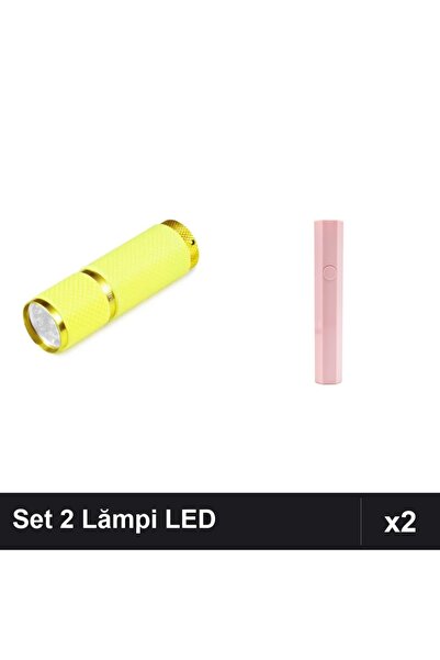 NAİLS Set 2 Lămpi LED Lanterne Mini Unghii 3W Galben și Roz pentru Uscare Oje...
