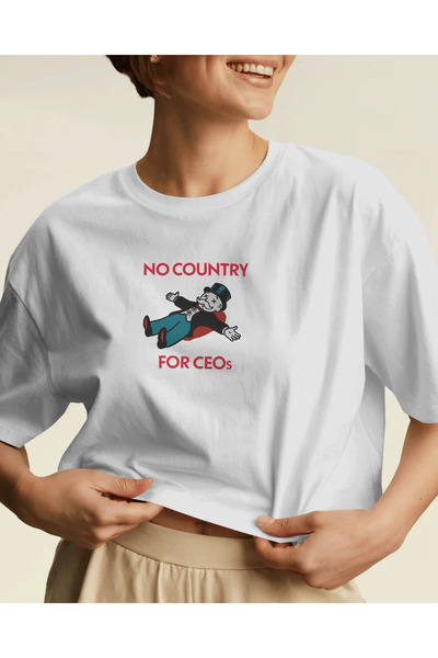 buzagi tasarım ürünleri No Country for Ceos Unisex White Regular T-Shirt