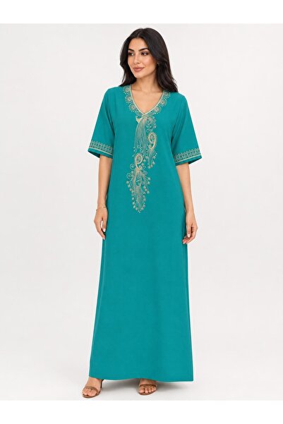 AYOUSH Royal Peacock Embroidered Jalabiya in Gold Rose Color with New Trendy ...