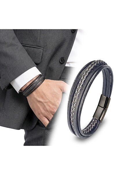 OGHAMAY Black and White Multi Leather Bracelet 18393B2D9