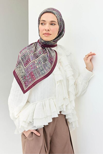 Silk Home Velora Scarf Ethnic Pattern Plum 90X90