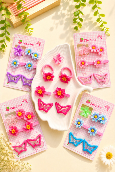 Nisankids Σετ αγκράφες για κορίτσια Daisy Flower Butterfly με 7 τεμάχια αγκρά...