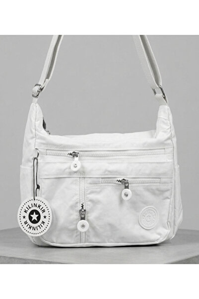 Serenity Klinkir White Multi-Compartment Women's Shoulder Bag - Crinkle Fabri...